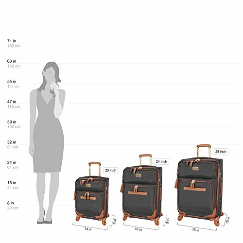 Steve Madden Designer Luggage Collection - Expandable 24 Inch Softside Bag - Durable Mid-sized Lightweight Checked Suitcase With 4-Rolling Spinner Wheels (Global Black) 2 Steve Madden Designer Luggage Collection - Expandable 24 Inch Softside Bag - Durable Mid-sized Lightweight Checked Suitcase With 4-Rolling Spinner Wheels (Global Black) - Image 2