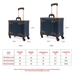 NZBZ Vintage Carry-On Suitcase Luggage With Rolling Spinner Wheels Retro Hardside Cute Travel Suitcase (Navy Blue) -TRAVELPRO Sales 41dy9kXvLiS
