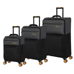 It Luggage Duo-Tone 3 Piece Softside 8 Wheel Spinner Set, Pewter/Black, 3 Pc