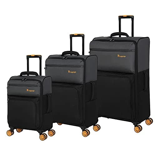 It Luggage Duo-Tone 3 Piece Softside 8 Wheel Spinner Set, Pewter/Black, 3 Pc 1 It Luggage Duo-Tone 3 Piece Softside 8 Wheel Spinner Set, Pewter/Black, 3 Pc