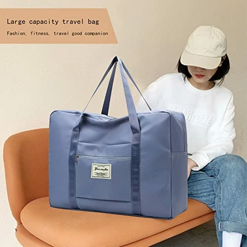 Portable Travel Duffel Bag, Large Capacity Foldable Tote Shoulder Bag, Lightweight Waterproof Carry On Luggage Sport Gym Bag (Light Blue) 5 Portable Travel Duffel Bag, Large Capacity Foldable Tote Shoulder Bag, Lightweight Waterproof Carry On Luggage Sport Gym Bag (Light Blue) - Image 5