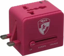 Heys America Unisex All-In-One Travel Adapter Pro With USB Fuchsia One Size