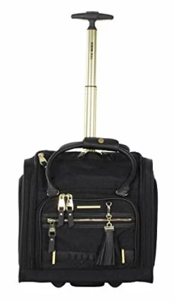 Steve Madden Designer 15 Inch Carry On Suitcase- Small Weekender Overnight Business Travel Luggage- Lightweight 2- Rolling Spinner Wheels Under Seat Bag For Women (Peek-A-Boo Black) -TRAVELPRO Sales 41fKtzjbtJL