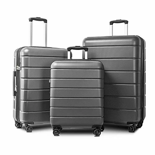 SSLine 3 Piece ABS Luggage Sets With Spinner Wheels,Expandable Suitcase Luggage Lightweight With TSA Lock,Hard Shell Spinner Carry On Suitcase (20 24 28 Inch) (Type-3, Gray) 1 SSLine 3 Piece ABS Luggage Sets With Spinner Wheels,Expandable Suitcase Luggage Lightweight With TSA Lock,Hard Shell Spinner Carry On Suitcase (20 24 28 Inch) (Type-3, Gray)
