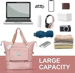 Large Capacity Folding Travel Bag, Travel Duffel Bag With Luggage Tag, Waterproof Lightweight Gym Bag With Wet And Dry Separation Bag, For Travel, Sports, Gym, Pink 16 Large Capacity Folding Travel Bag, Travel Duffel Bag With Luggage Tag, Waterproof Lightweight Gym Bag With Wet And Dry Separation Bag, For Travel, Sports, Gym, Pink -TRAVELPRO Sales 41g3G8G9DvL