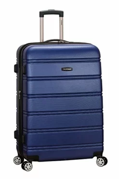 Rockland Melbourne Hardside Expandable Spinner Wheel Luggage, Blue, Checked-Large 28-Inch