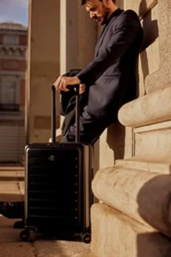 LEVEL8 Carry On Luggage, Road Runner 20-Inch Hardside Suitcase, Spinner Luggage With Front Pocket, Double TSA Locks - Black -TRAVELPRO Sales 41i4fPj MuS