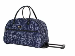 Nicole Miller Wheeled Duffel Carry On Bag (14in, Signature Navy)