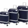LONDON FOG Vintage Hardside Expandable Spinner Luggage, Midnight Blue, 3-Piece Set