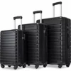 SSLine 3 Piece Luggage Sets Suitcase,Expandable ABS Lightweight Hardshell Spinner Wheel 3 Piece Set Travel Bag With TSA Lock 20/24/28 Inch (Black)