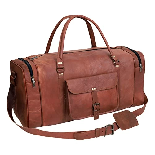 24 Inch Genuine Leather Duffel Travel Overnight Weekend Leather Bag Sports Gym Duffel Luggage Travel Bag For Men And Women Travelling Cabin Duffle Yoga Gym Bag (24 Inch Brown) 1 24 Inch Genuine Leather Duffel Travel Overnight Weekend Leather Bag Sports Gym Duffel Luggage Travel Bag For Men And Women Travelling Cabin Duffle Yoga Gym Bag (24 Inch Brown)