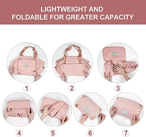Large Capacity Folding Travel Bag, Travel Duffel Bag With Luggage Tag, Waterproof Lightweight Gym Bag With Wet And Dry Separation Bag, For Travel, Sports, Gym, Pink 3 Large Capacity Folding Travel Bag, Travel Duffel Bag With Luggage Tag, Waterproof Lightweight Gym Bag With Wet And Dry Separation Bag, For Travel, Sports, Gym, Pink - Image 3