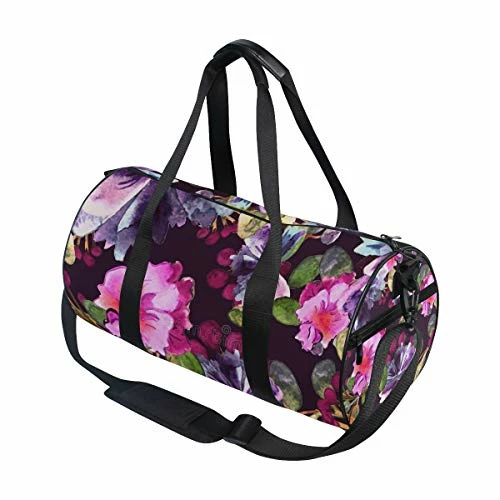 Duffel Bag Watercolor Purple Floral Women Garment Gym Tote Bag Best Sports Bag For Boys 5 Duffel Bag Watercolor Purple Floral Women Garment Gym Tote Bag Best Sports Bag For Boys - Image 5