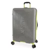 Hurley Suki Hardside Spinner Check In Luggage 29", Light Grey/Neon