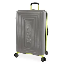Hurley Suki Hardside Spinner Check In Luggage 29", Light Grey/Neon