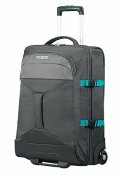 AMERICAN TOURISTER Road Quest - 2 Compartments Wheeled Duffle 55/20 Travel Duffle, 55 Cm, 40 Liters, Grey (Grey/turquoise)
