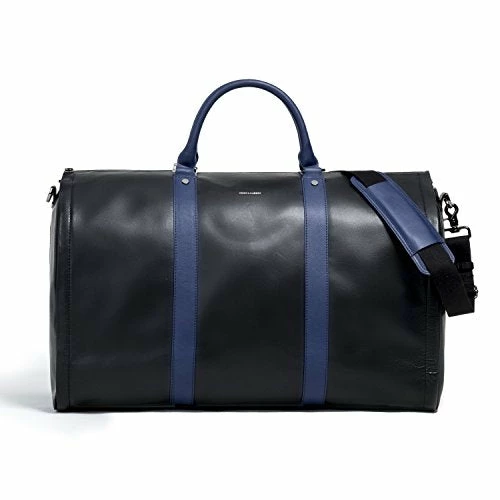 Project 11 Garment Weekender Black Leather With Blue Accents By Hook & Albert 1 Project 11 Garment Weekender Black Leather With Blue Accents By Hook & Albert