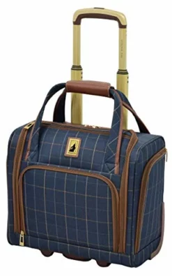 London Fog Kensington II 15" 2-Wheel Under The Seat Bag, Navy Window Pane