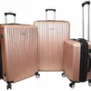 Karriage-Mate Hardside Jumbo Size Luggage With Spinner Wheels, TSA Lock, USB Port (Rose Gold)