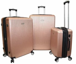 Karriage-Mate Hardside Jumbo Size Luggage With Spinner Wheels, TSA Lock, USB Port (Rose Gold)
