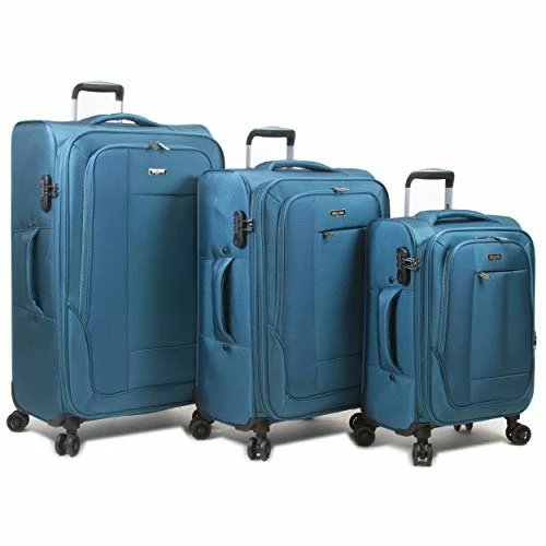 Dejuno Twilight Lightweight Nylon 3-Piece Spinner Luggage Set, Turquoise 1 Dejuno Twilight Lightweight Nylon 3-Piece Spinner Luggage Set, Turquoise