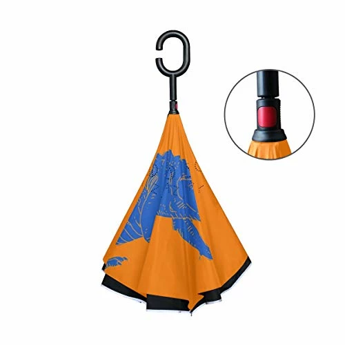 Inverted Travel Umbrella Orange Gator Reverse Windproof UV Protection Umbrellas With C Shaped Handle For Car Golf Outdoor 6 Inverted Travel Umbrella Orange Gator Reverse Windproof UV Protection Umbrellas With C Shaped Handle For Car Golf Outdoor - Image 6
