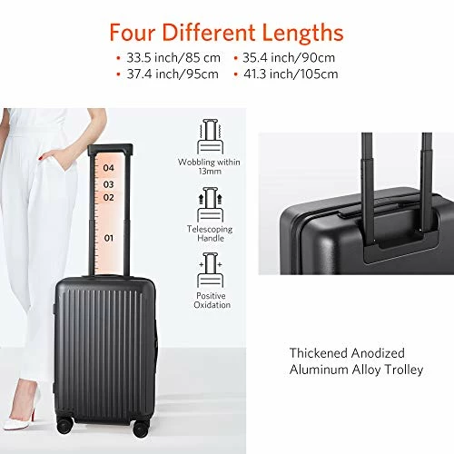 NINETYGO Carry On Luggage With Spinner Wheels, 22x14x9 Luggage, 100% PC Lightweight Hardside Suitcase With TSA Lock (20-inch Black) 5 NINETYGO Carry On Luggage With Spinner Wheels, 22x14x9 Luggage, 100% PC Lightweight Hardside Suitcase With TSA Lock (20-inch Black) - Image 5