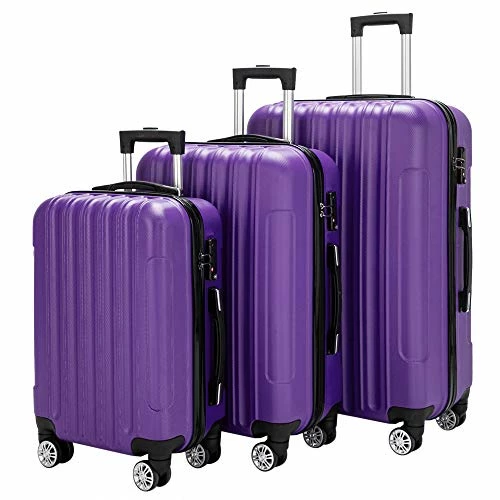 SSLine 3-in-1 Multifunctional Suitcase Luggage Set Large Capacity Traveling Storage ABS Expandable Spinner Hardside Suitcase Lightweight 4 Wheel Portable Travel Bag 20" / 24" / 28" Purple 1 SSLine 3-in-1 Multifunctional Suitcase Luggage Set Large Capacity Traveling Storage ABS Expandable Spinner Hardside Suitcase Lightweight 4 Wheel Portable Travel Bag 20" / 24" / 28" Purple