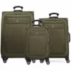Travelpro Skywalk Limited 3 Piece Spinner Suitcase Set - Softside Expandable Travel Luggage With Spinning Wheels – Carry On & Checked Bags, Olive