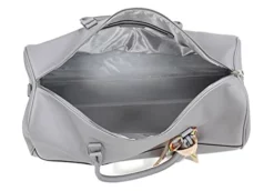 Women's Large PU Leather Weekender Duffel Bag With Satin Interior - Big 22" Carry-On Size - Light Grey -TRAVELPRO Sales 41meefnkyES