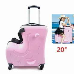 Fetcoi 20" Travel Luggage Rolling Suitcase Ride On Cartoon Luggage ABS+PU Unisex Case Pink -TRAVELPRO Sales 41naUrJ6QkS