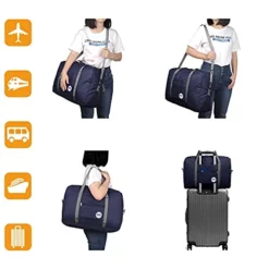 Wandf Foldable Travel Duffel Bag Luggage Sports Gym Water Resistant Nylon (D-Dark Blue With Strap) -TRAVELPRO Sales 41oCxX1QZmS