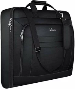 Garment Bags For Travel, Carry On Garment Bag For Business Trips With Shoulder Strap, Mancro Waterproof Foldable Luggage Hanging Suit Bags Gift For Men Women, 2 In 1 Suitcase For Coats, Suits (Black)