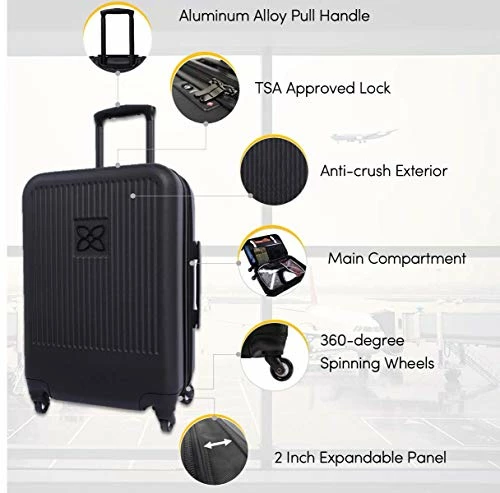 Sherpani Meridian, 22 Inch Travel Hardside Luggage, Durable Hardshell Luggage, Expandable Suitcases With Wheels, Rolling Luggage Carry On, Lightweight Carry On Luggage With Spinner Wheels (Black) 8 Sherpani Meridian, 22 Inch Travel Hardside Luggage, Durable Hardshell Luggage, Expandable Suitcases With Wheels, Rolling Luggage Carry On, Lightweight Carry On Luggage With Spinner Wheels (Black) - Image 8