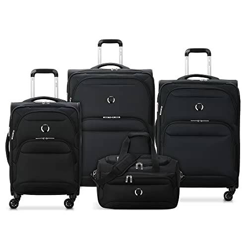 DELSEY Paris Sky Max 2.0 Softside Expandable Luggage With Spinner Wheels, Blue, 4 Piece Set W/Duffel 1 DELSEY Paris Sky Max 2.0 Softside Expandable Luggage With Spinner Wheels, Blue, 4 Piece Set W/Duffel