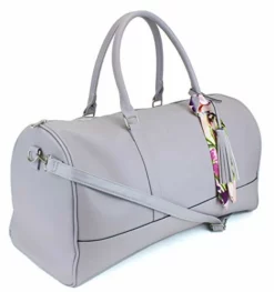 Women's Large PU Leather Weekender Duffel Bag With Satin Interior - Big 22" Carry-On Size - Light Grey -TRAVELPRO Sales 41rDBZyJiDL