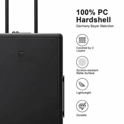 LEVEL8 Elegance Matte Carry-On Luggage, 20” Hardside Suitcase, Lightweight PC Matte Hardcase Spinner Trolley For Luggage, TSA Approved Cabin Luggage With 8 Spinner Wheels- Black, 20-Inch Carry-On -TRAVELPRO Sales 41s0CRcUykL