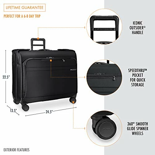 Briggs & Riley Baseline-Softside Wardrobe Spinner Luggage, Black, One Size 6 Briggs & Riley Baseline-Softside Wardrobe Spinner Luggage, Black, One Size - Image 6