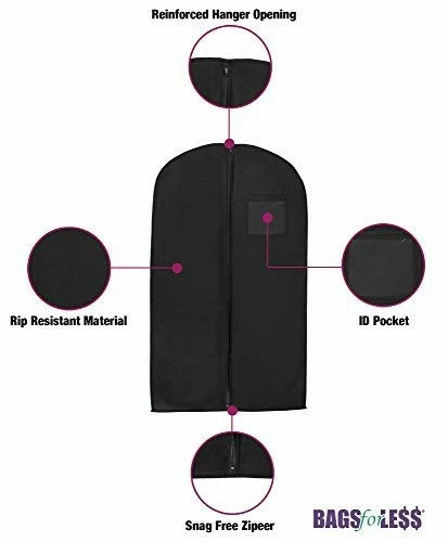 New Breathable 54" Suit/Dress Black Garment Bag By Bags For LESSTM 2 New Breathable 54" Suit/Dress Black Garment Bag By Bags For LESSTM - Image 2