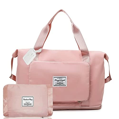 Large Capacity Folding Travel Bag, Travel Duffel Bag With Luggage Tag, Waterproof Lightweight Gym Bag With Wet And Dry Separation Bag, For Travel, Sports, Gym, Pink 2 Large Capacity Folding Travel Bag, Travel Duffel Bag With Luggage Tag, Waterproof Lightweight Gym Bag With Wet And Dry Separation Bag, For Travel, Sports, Gym, Pink - Image 2