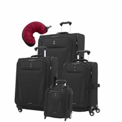 Travelpro Maxlite 5 | 5-PC Set | Underseater, 21" Carry-On, 25" & 29" Exp. Spinners With Travel Pillow (Black)