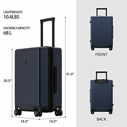 LEVEL8 Elegance Checked Luggage, 24 Inch Hardside Suitcase, Lightweight PC Matte Hardshell With TSA Lock, Spinner Wheels - Navy Blue 2 LEVEL8 Elegance Checked Luggage, 24 Inch Hardside Suitcase, Lightweight PC Matte Hardshell With TSA Lock, Spinner Wheels - Navy Blue - Image 2