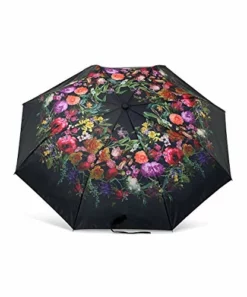 Elliott Lucca Black Autumn Botanica Sun Rain Wind Umbrella Floral By The Sak