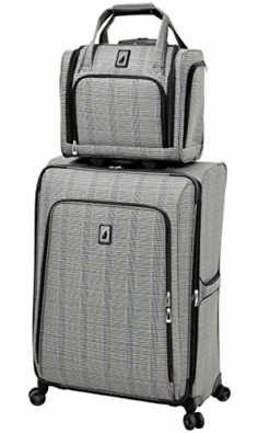London Fog Knightsbridge II 15" 2-Wheel Under The Seat Bag, Grey Sapphire Plaid -TRAVELPRO Sales 41uklb47tpL