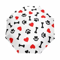 XLING Automatic Umbrellas Love Animal Dog Paw Print Anti-Slip Windproof Compact Rain Umbrella For Women Men