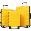 Flieks Luggage Sets TSSA 3 Piece Spinner Suitcase Lightweight 20 24 28 Inch (Yellow)