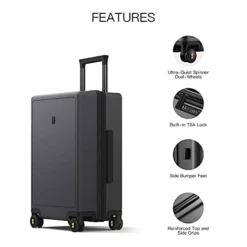 LEVEL8 Luminous Textured Medium Checked Luggage, 24” Hardshell Suitcase, Lightweight PC Textured Hardside Spinner Trolley For Luggage, TSA Approved Checked Luggage With 8 Spinner Wheels, Dark Grey, 24-Inch Checked-In -TRAVELPRO Sales 41wnFQu ODL