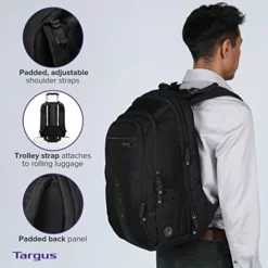 Targus Travel Laptop Backpack For 15.6 Inch Laptops, TSA Checkpoint-Friendly Carry On Travel Backpack For Women Men Business/College Laptop Bag For Work School Travel, Black (TBB013US) -TRAVELPRO Sales 41xgA48P4XL