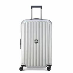 DELSEY Paris Securitime Expandable Luggage With Spinner Wheels, Silver, Checked-Medium 25 Inch
