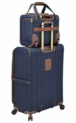 London Fog Kensington II 15" 2-Wheel Under The Seat Bag, Navy Window Pane -TRAVELPRO Sales 41zKp5xJ6NL